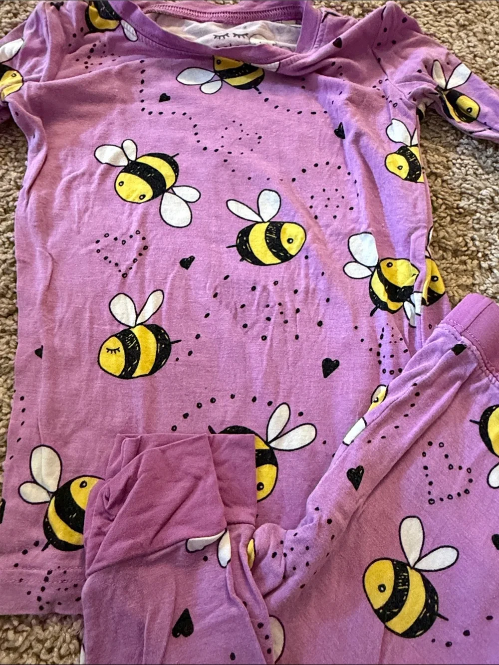 Little Sleepies Purple Bee Print Pajama Set
